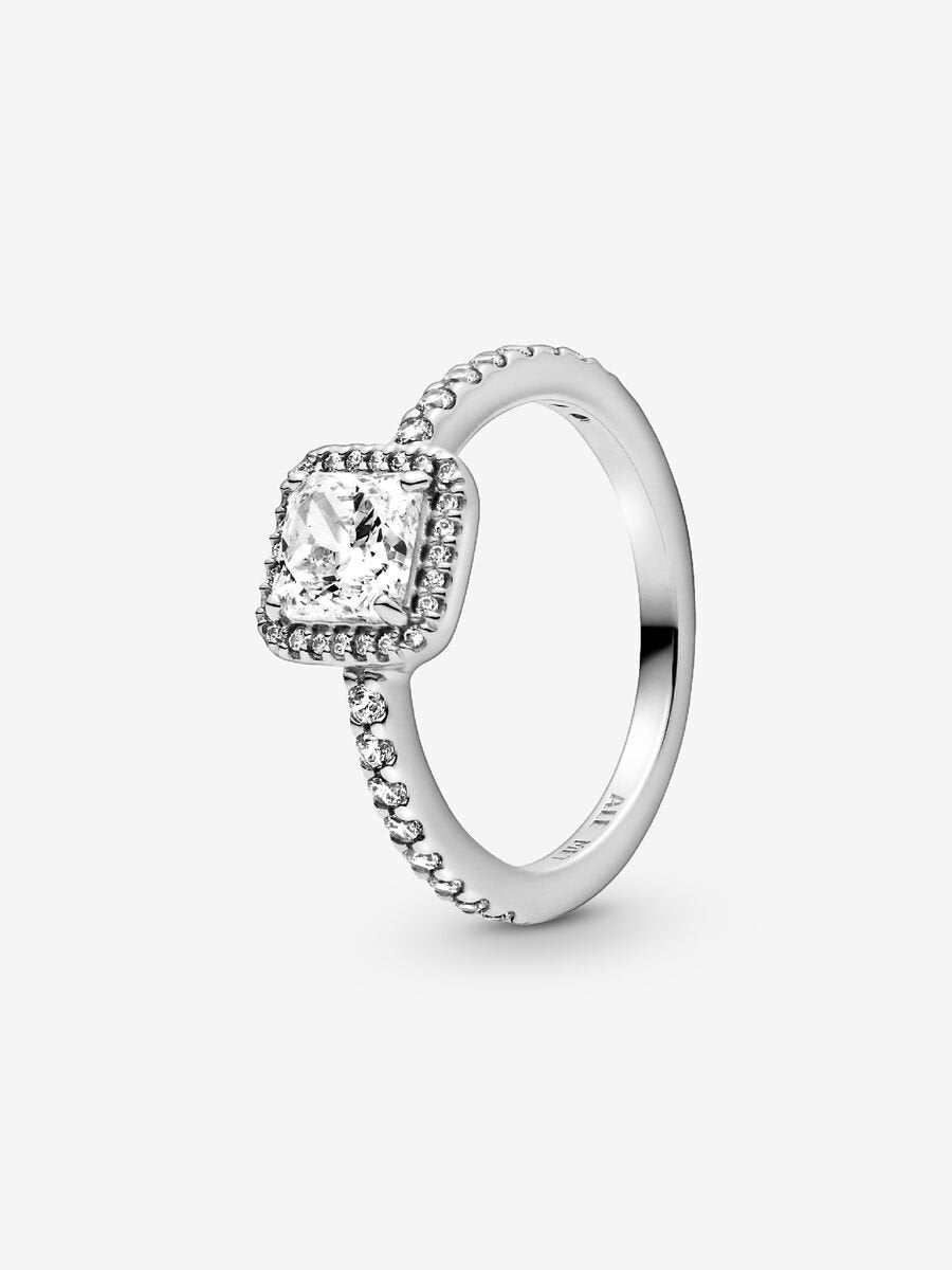 Square Sparkle Halo Ring