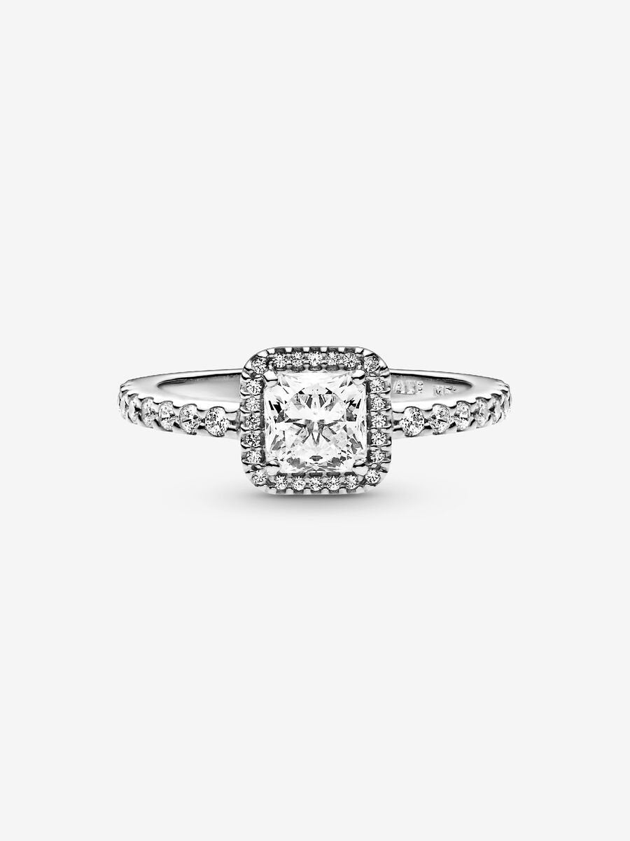 Square Sparkle Halo Ring