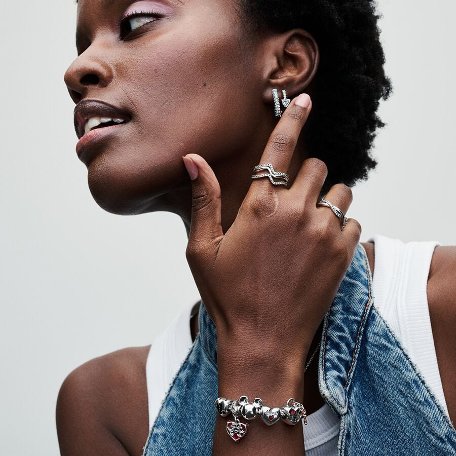 Disney x Pandora Mickey Mouse Clasp Moments Snake Chain Bracelet