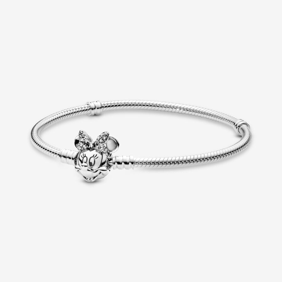 Disney x Pandora Moments Pavé Minnie Mouse Clasp Snake Chain Bracelet
